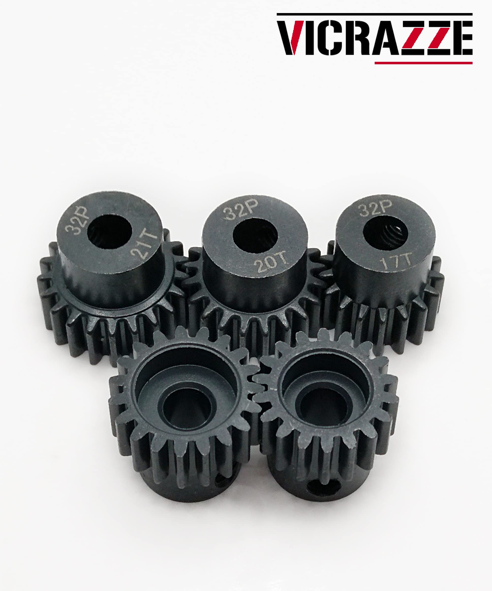 VICRAZZE 32p 5mm Pinion Gear Set 17T 18T 19T 20T 21T with 1/8 inch