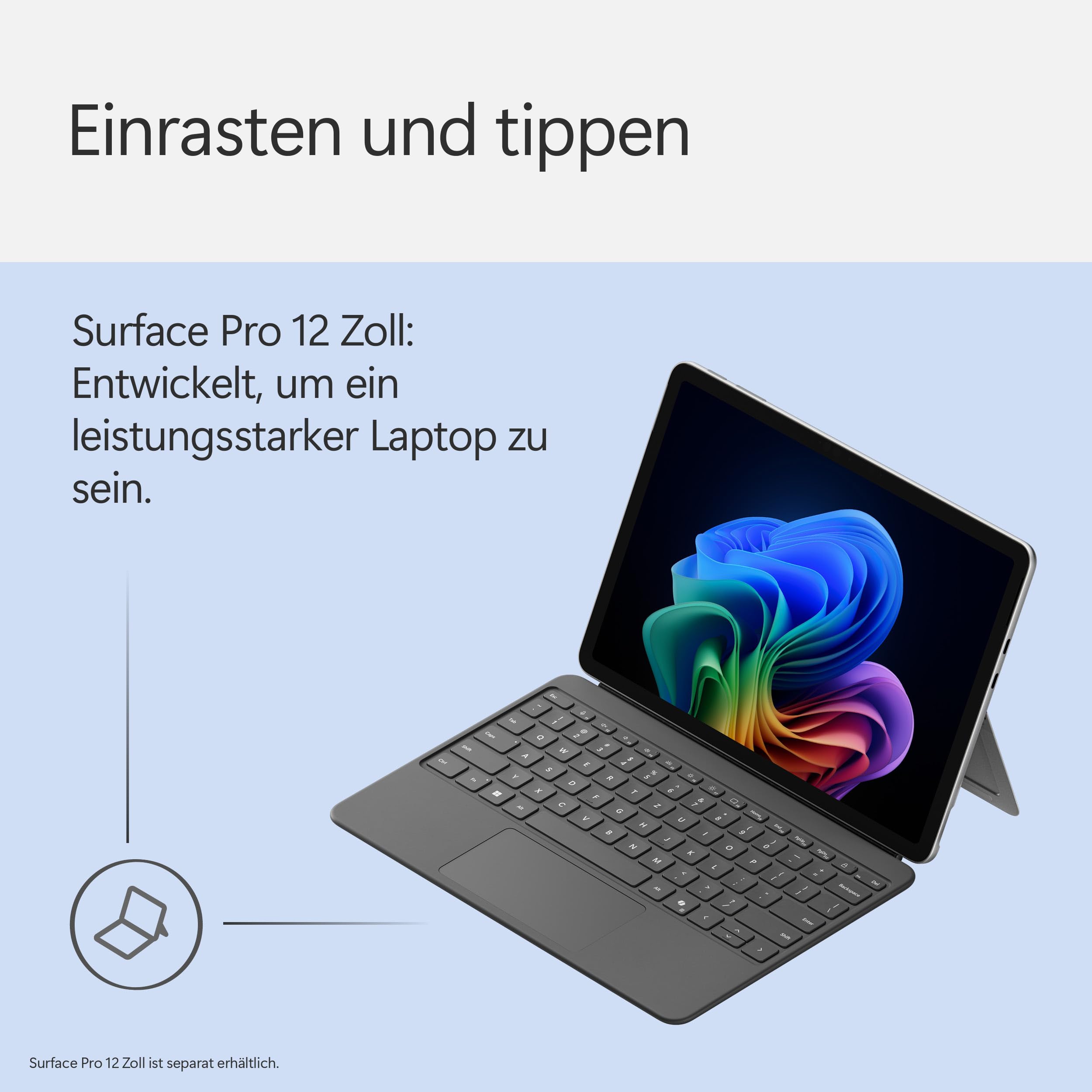 Microsoft Surface Pro 12" Keyboard | kompatibel mit Surface Pro 12" | QWERTZ | Anthrazit