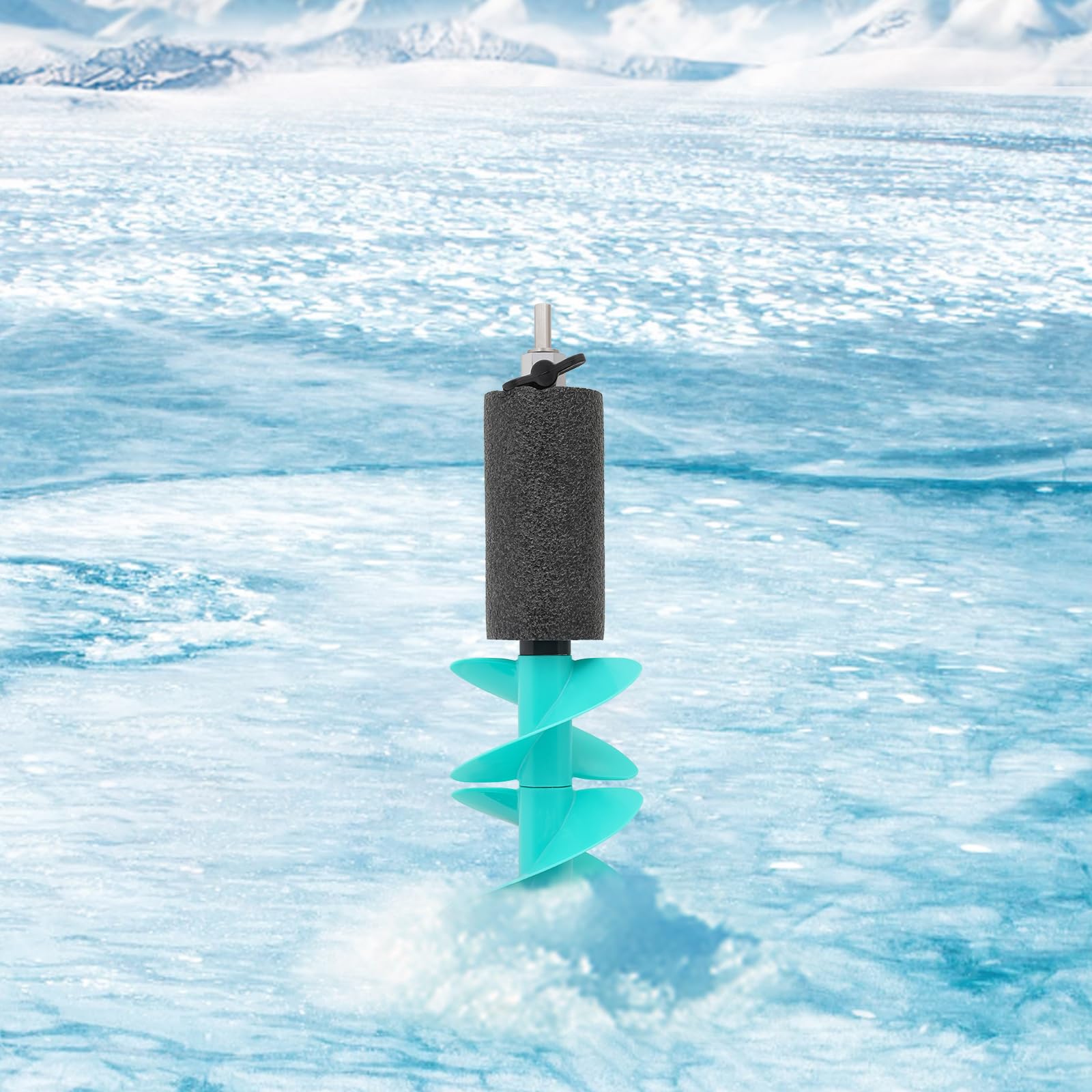 Eisbohrer für Akkuschrauber, 49 cm Eisfischbohrer, Eisbohrer zum Angeln, Elektrische Bohrerverbindung mit Positionierer für Winterfischen, Notfall, Universaladapter, Schwimmendes Design