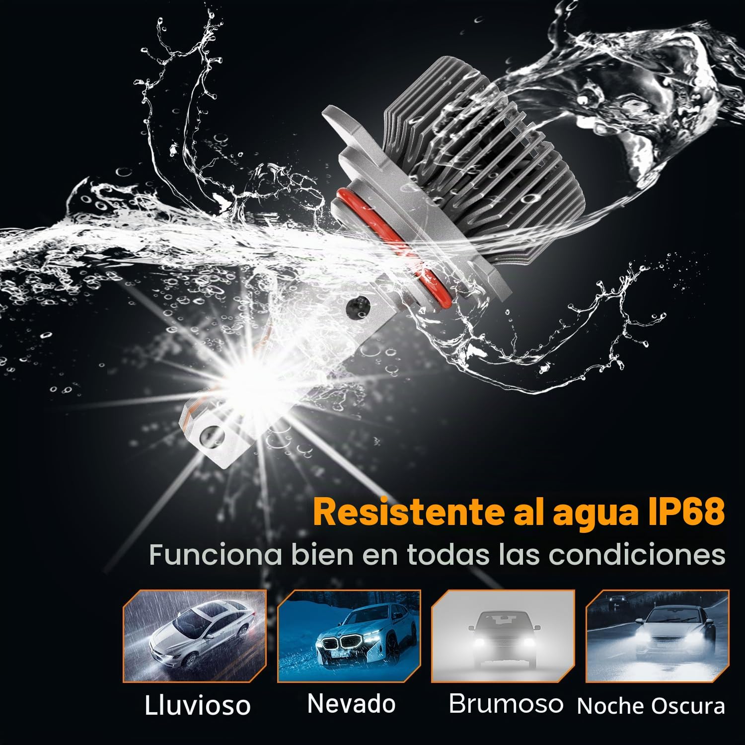 TECTICO Bombillas LED Hir2 9012 Faros 12V 80W 12000LM Ultra Brillo 6000K Blanco Frío Canbus Kit de Mejora Automotriz Perfecto, 2 Piezas