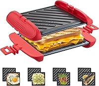 Vista 1 de Sandwichera para microondas, tostadora para microondas, máquina de aperitivos y prensa panini, metal para microondas, placas antiadherentes