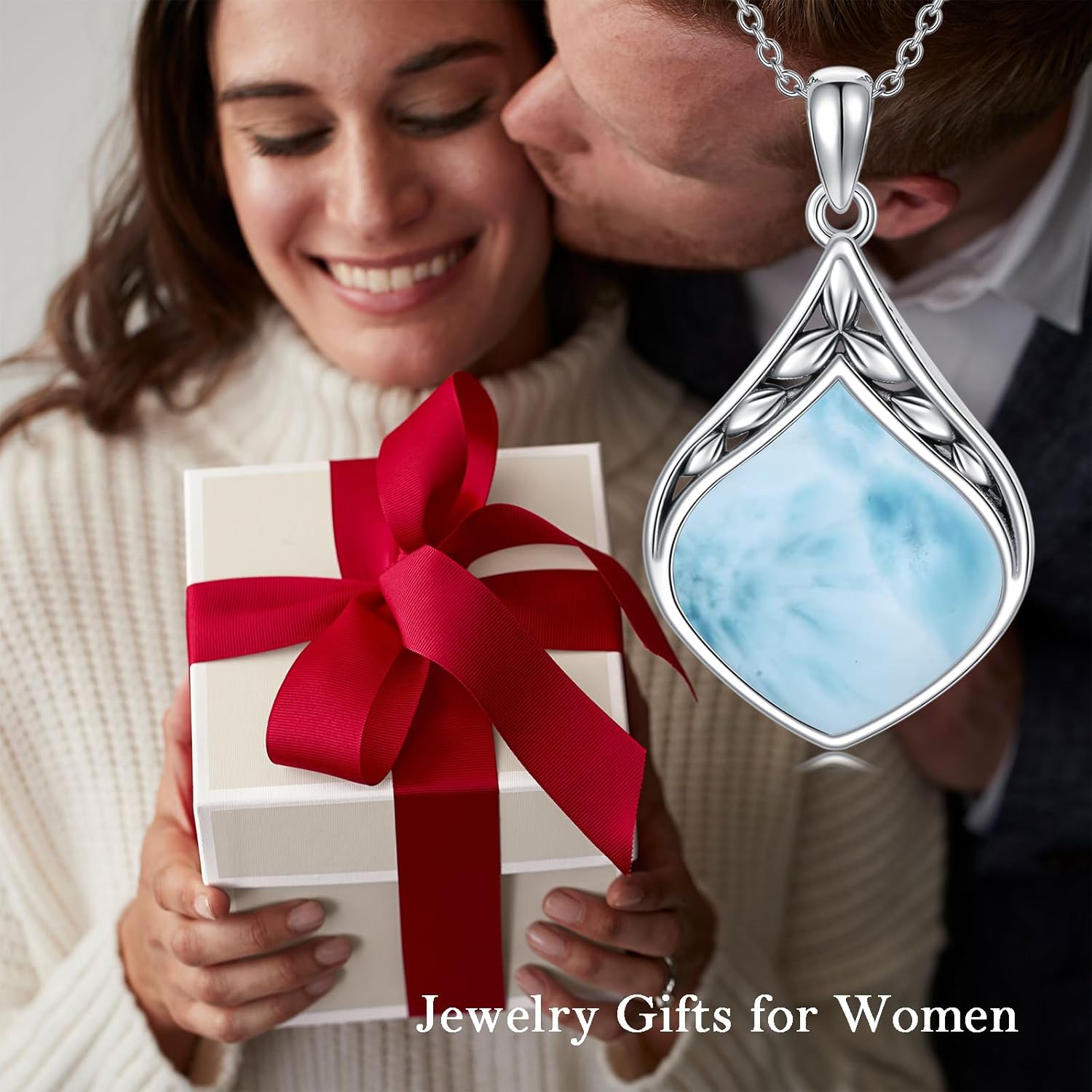 Teardrop Necklace 925 Sterling Silver Vintage Natural Gemstone Pendant Fine Jewelry Birthday Gifts for Women Mom Wife - Image 3