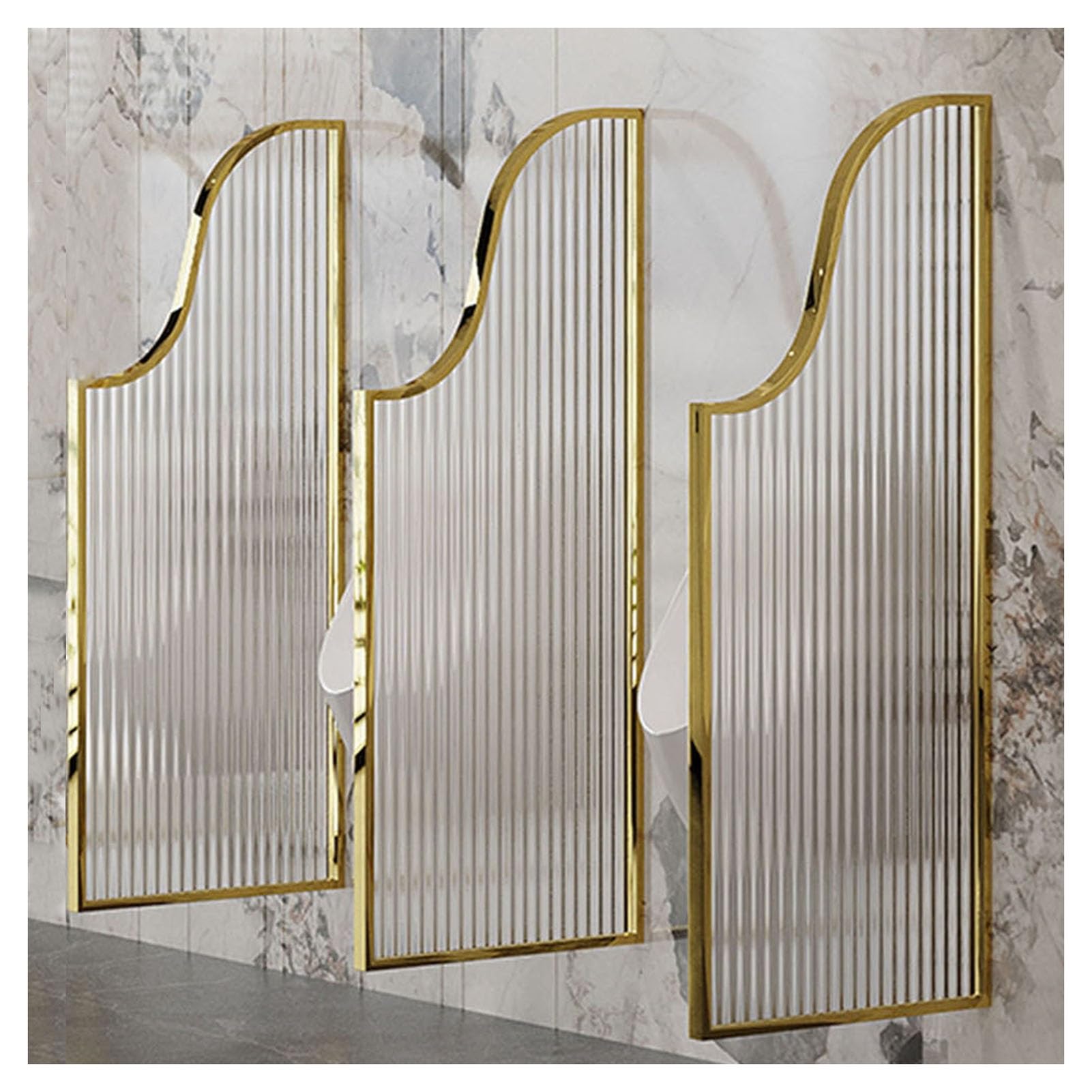 Cloison d'urinoir dorée en verre trempé 120x40 cm - Lot de 3 panneaux