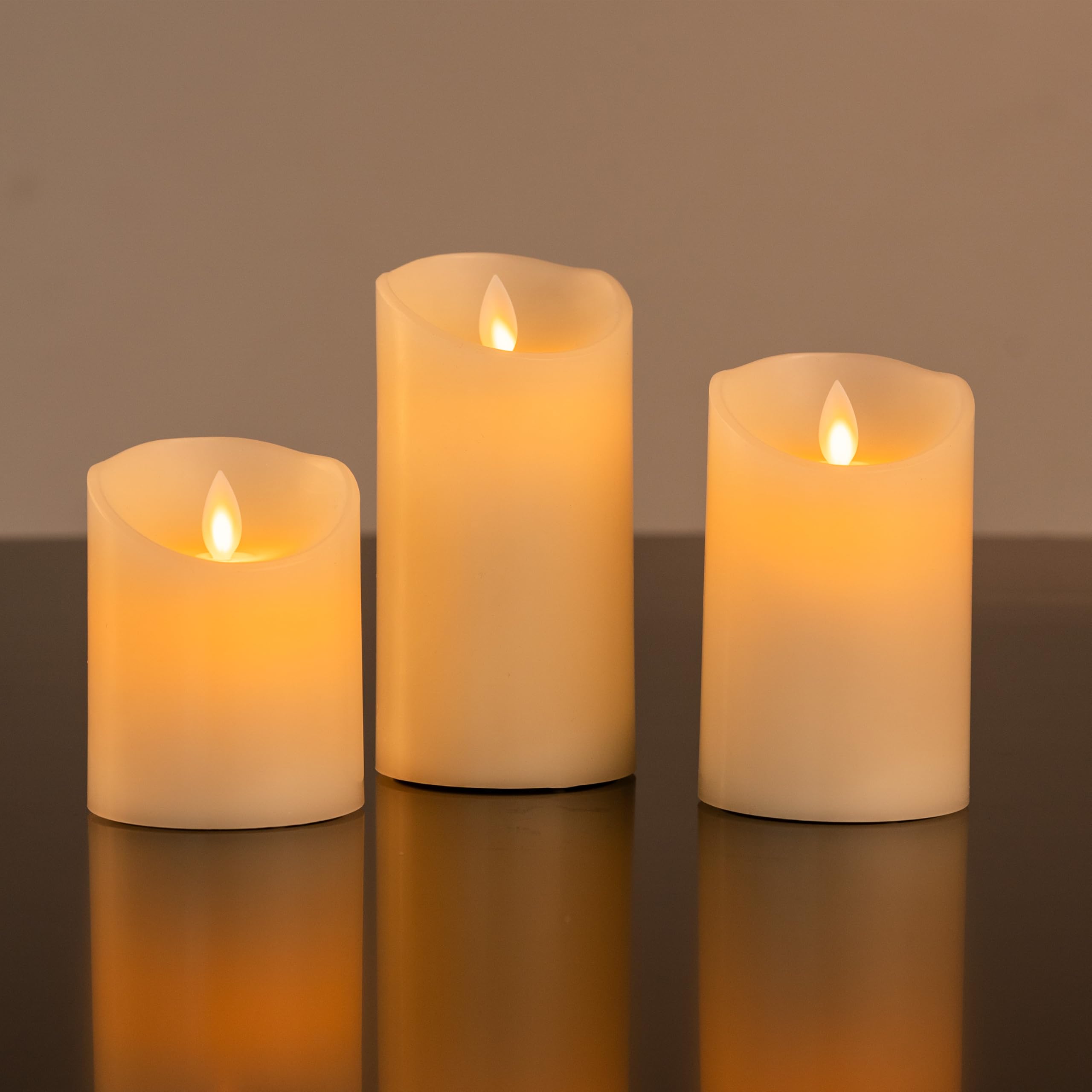 Crystals Flameless LED Candles Battery Operated Real Wax Pillar Flickering Electric Candles with Remote - Set of 3