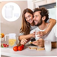 Vista 6 de 1 jarra de agua fría transparente grande reutilizable para jugos y bebidas heladas, botella de agua con diseño de rayas con asa para uso doméstico