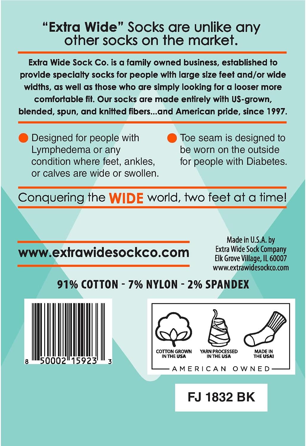 Extra Wide Bariatric Socks - Made in USA, for Extreme Lymphedema. Stretches up 30" (2 Pairs) - Image 3