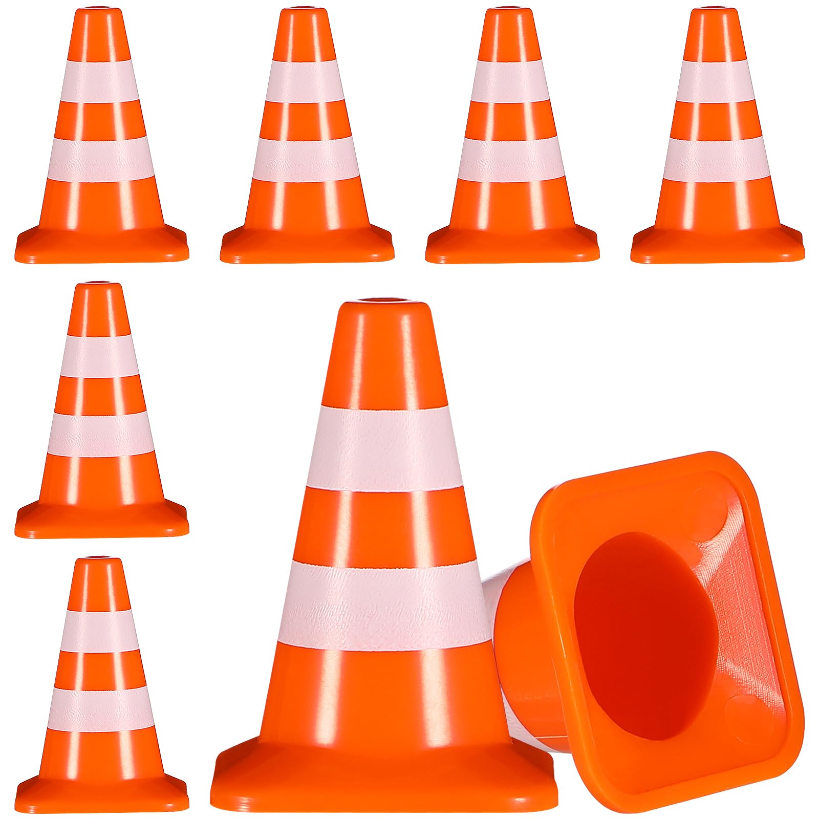 SAFIGLE 7-Piece Miniature Road Traffic Cones Set, Kids Sand Table Model Playset