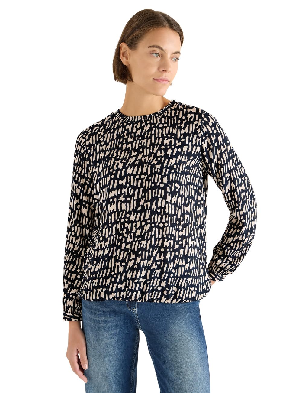 Cecil Damen Bluse mit Smock-Ausschnitt
