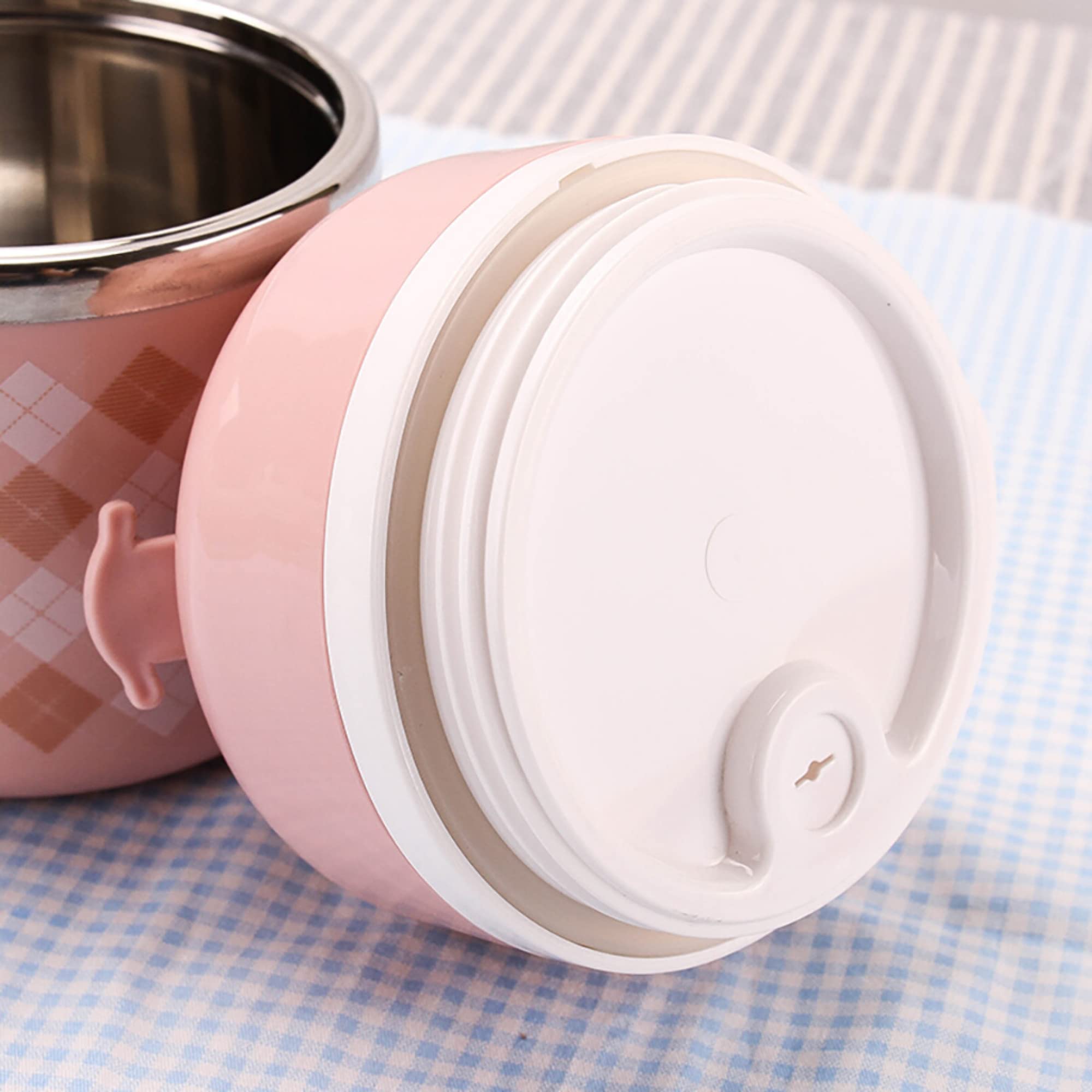 bwh Fiambrera térmica Acero Inoxidable Fiambrera Bento de 2 Niveles Contenedores PortáTiles de Almacenamiento de Alimentos para NiñOs Adultos Escuela Oficina Trabajo Hogar Picnic