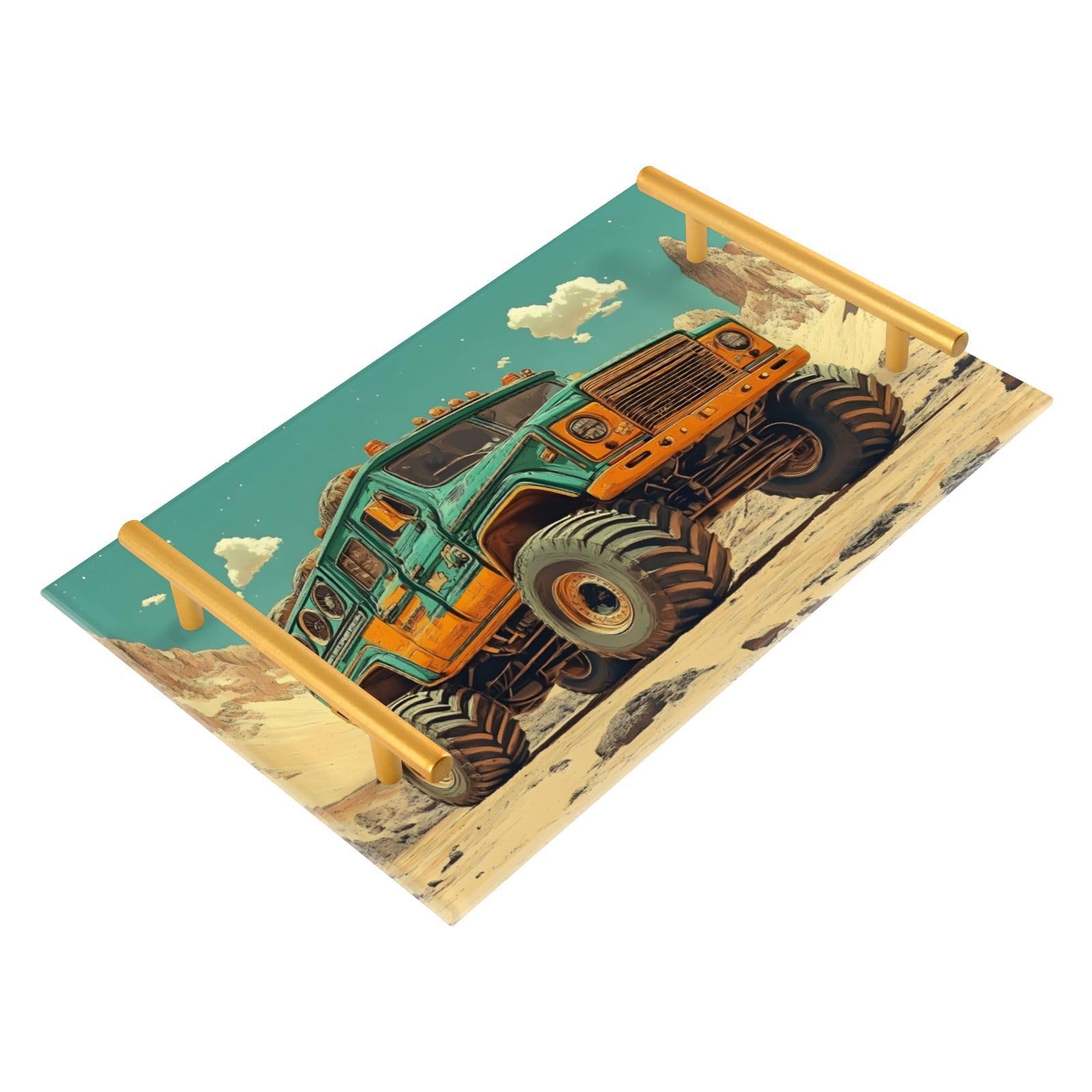 NFMILI Monster Car Vanity Tray Rectangle Acrylic Bathroom Tray Serving Trays for Centerpieces Modern Home Decor for Kitchen Bathroom Bedroom Living Room 7.9 × 11.8 inch