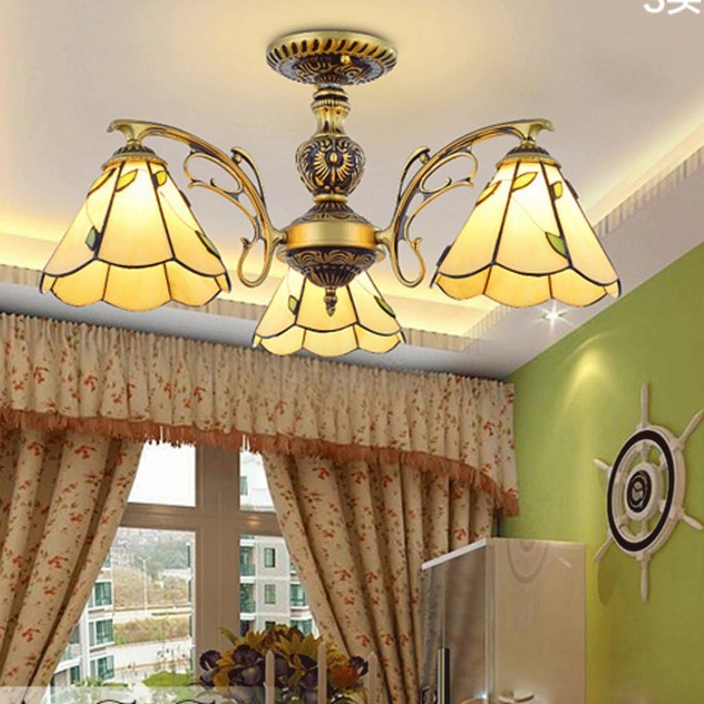 Nordic American Rural Countryside Retro Wrought Iron Ceiling Living Room lamp Tiffany Lamps Bedroom Lighting Mediterranean