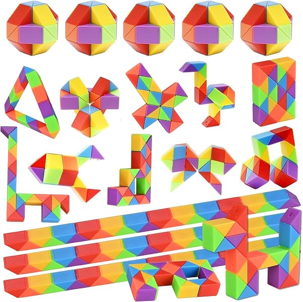 GOLDGE 15 pièces Serpent Magique, Mini Magic Snake Cube, Puzzle Cube Enfant Casse-Tête, Mini Twist Puzzle Twisty Toy pour Enfants et Adultes, Jouets Arc-en-Ciel, Idées Cadeau Anniversaire Enfants - 1
