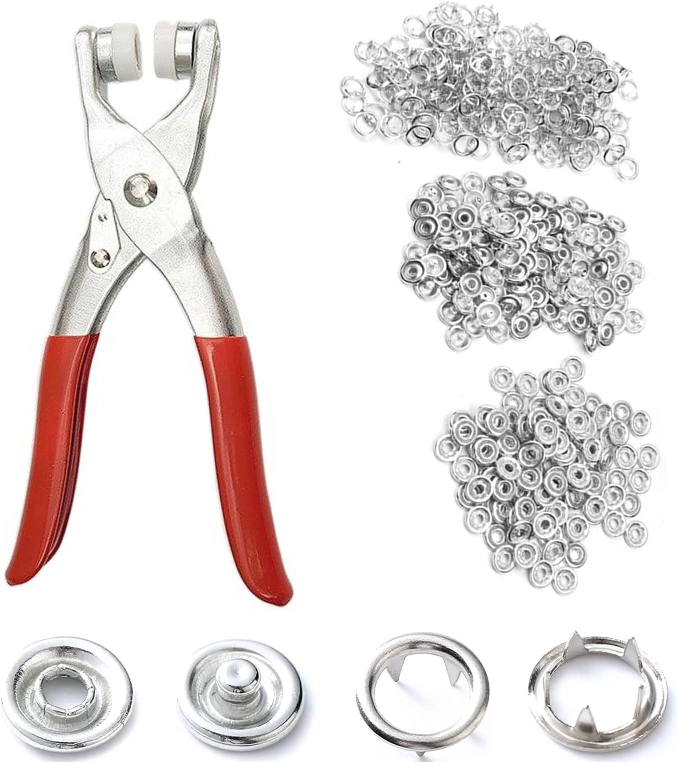 Kit Bottoni Automatici Fai Da Te Set Pinze Per Bottoni A Pressione Con 30 Bottoni Metallici - Kit Fai Da Te Per Abiti E Borse Chiusure Snap Fast