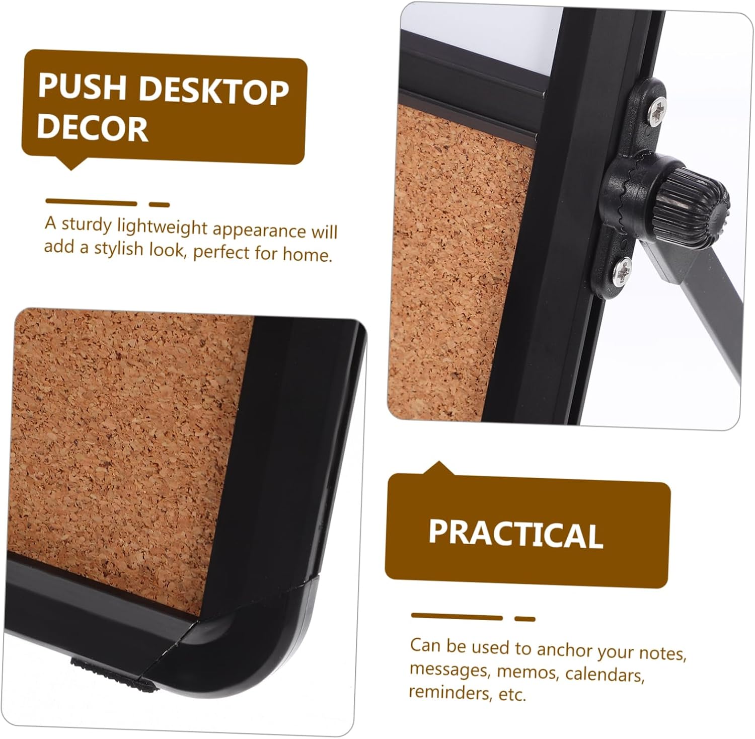 Veemoon Cork Board Whiteboard Dual Writing Board Desktop Decor Office Study Canvas Display