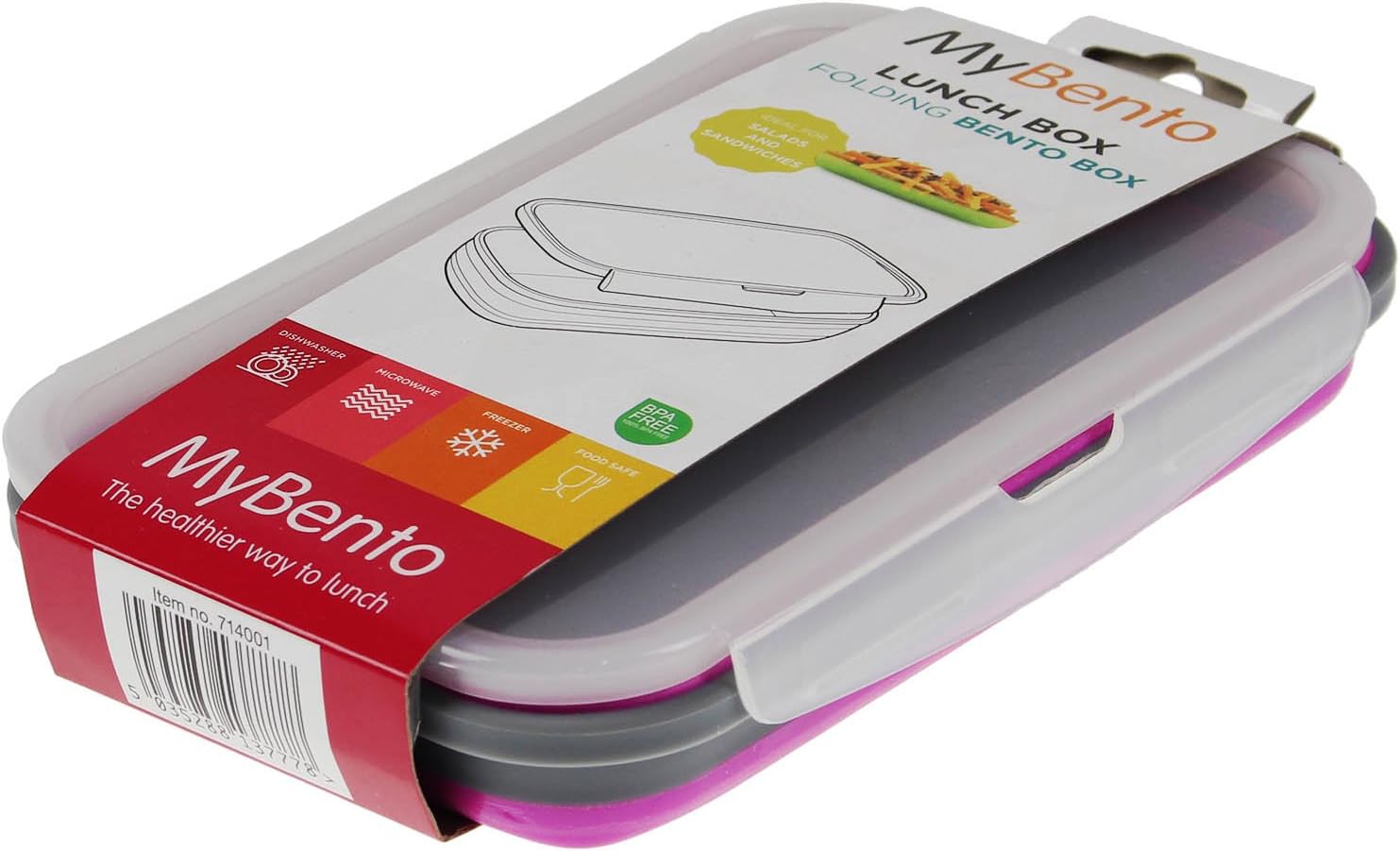 PMS MYBENTO FOLDING LUNCH BOX IN PRINTED BOX. 3 ASST COLS