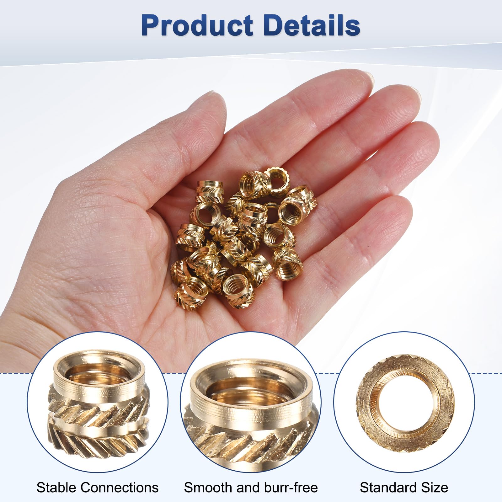 M METERXITY 25-Pack Threaded Inserts, M6 x 6mm L x 8mm OD Brass Heat Set Insert Nuts - Image 2