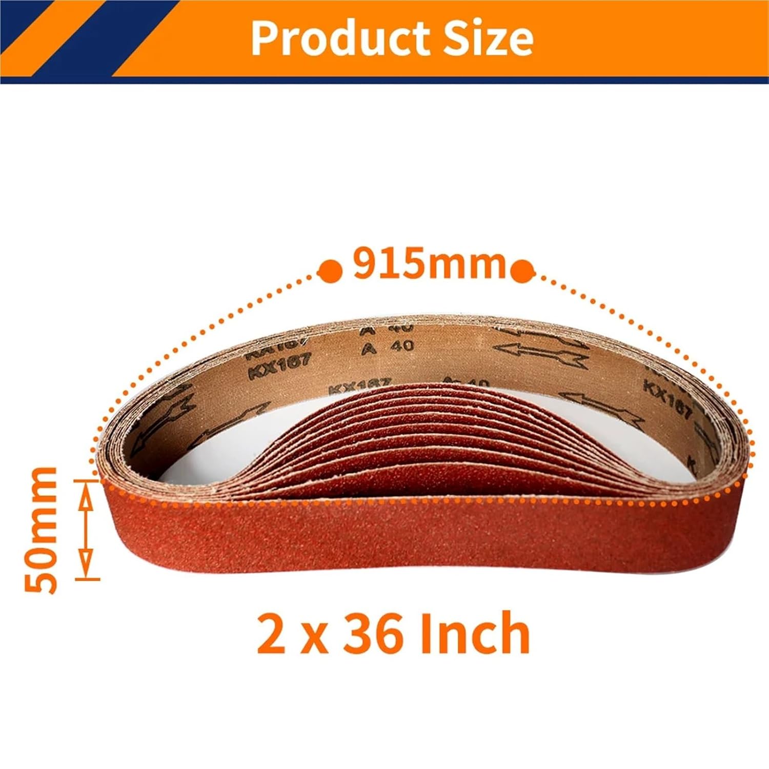 Sander Belts 5PCS 50x915mm Abrasive Sanding Belts 40-1000 Grit 2x36 Inch Aluminum Oxide for Wood Soft Metal Grinding Polishing(5PCS 40 Grit)