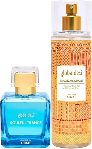 Global Desi Soulful Trance Eau De Parfum 100ML & Magical Maze Body Mist 200ML Pack of 2 for Women Crafted by Ajmal