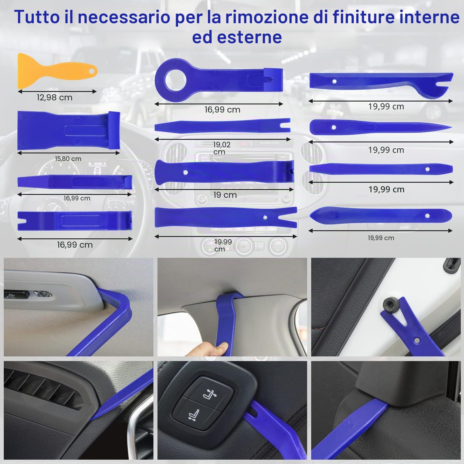 250 Pezzi Kit Smontaggio Pannelli Auto Attrezzi Auto Strumento di Rimozione Auto Cunei di Plastica Leve Kit di Installazione Strumenti per Smontare Pannello Interno Auto Radio (Blu)