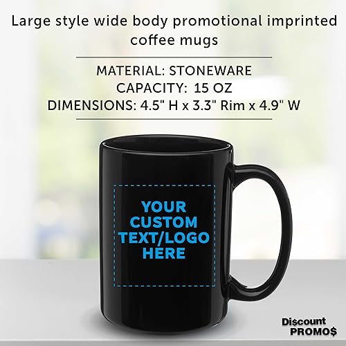 Miniatura 4 de DISCOUNT PROMOS Juego de 100 tazas de café de cerámica grandes personalizadas de 15 onzas, paquete personalizado a granel, perfectas para café, té