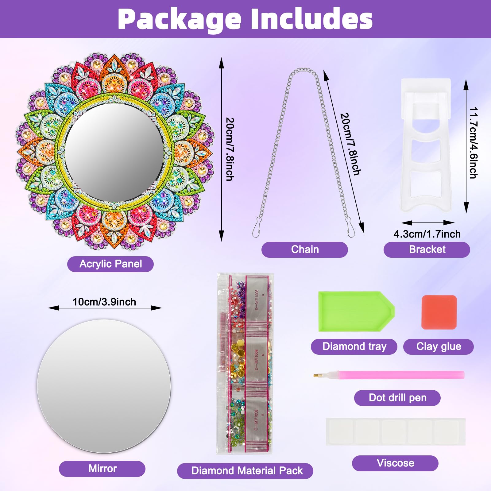 Specchio Pittura Diamante Fai Da Te | Kit Mandala Con Strass | Regalo Creativo Per Ragazze - Rosso - Foto 7