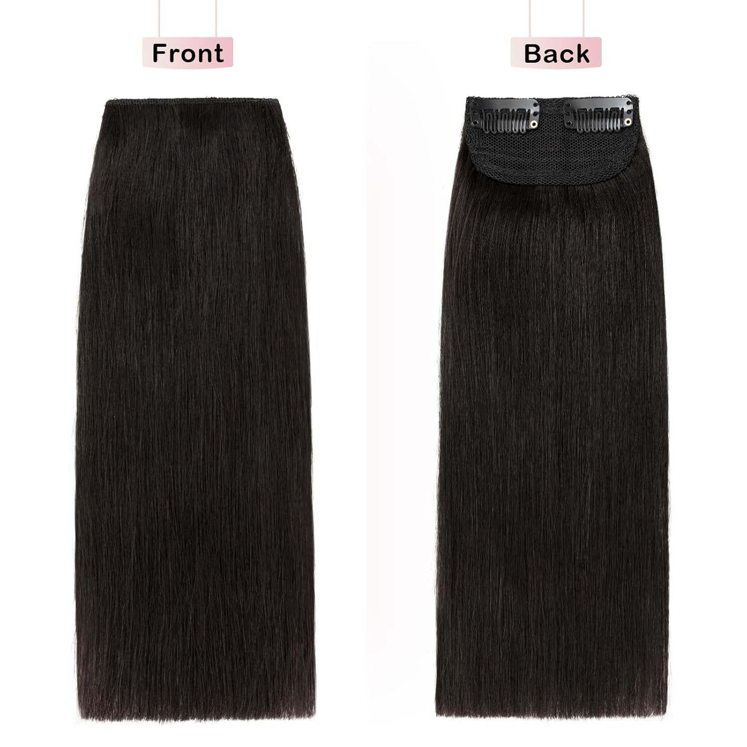 Benehair Short Clip in Hair Extensions Real Human Hair 1PCS Clip in Hairpieces for Women with Thinning Hair Adding Extra Hair Volume for Daily Use 10inch Straight Soft Hair #1B Natural Black
