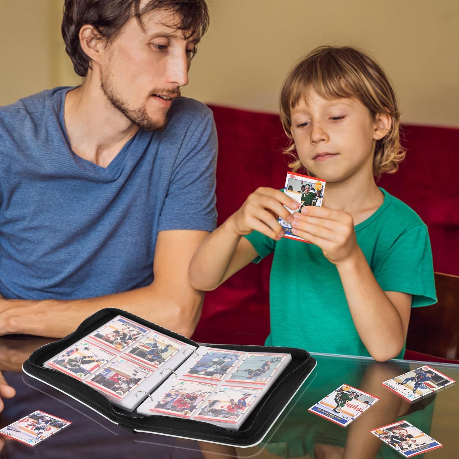 HBK Basketball Card Binder 400 Pockets, PU Leather Collectible Trading Card Albums with 50 Sleeves, 3-Ring Sports Card Holder for Basketball Cards Storage Organizer