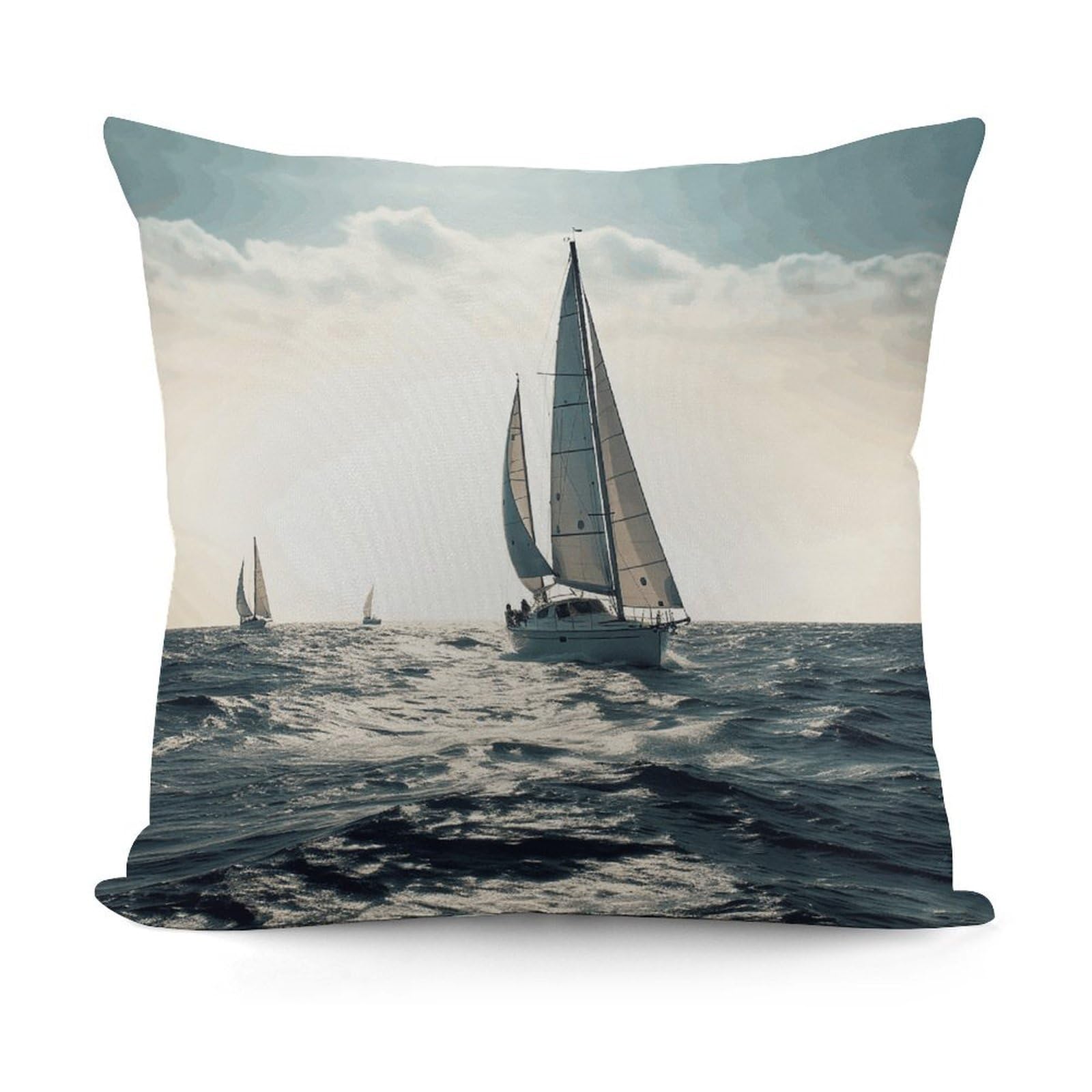 VstaDank Decorative Ocean Sailing Throw Pillow Covers Luxury Soft Pillowcases Fluffy Plush Accent Pillow Cases Personalized Square Lumbar Pillows Shells for All Seasons 18" X 18"