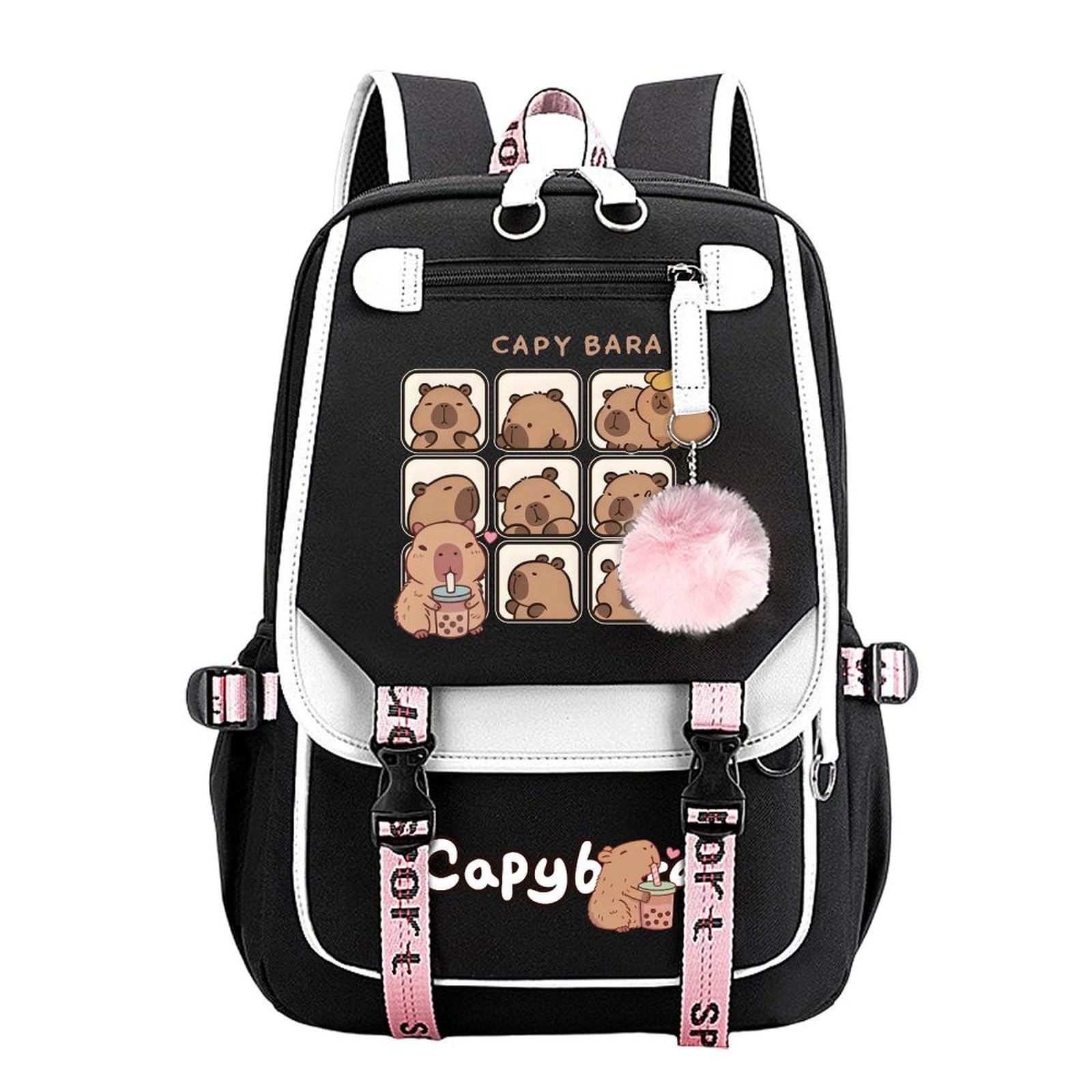 Byuijuh Capybara Backpack Cute Kapibara Laptop Travel Backpacks Large Capacity Waterproof Shoulders Hiking Daypacks Black