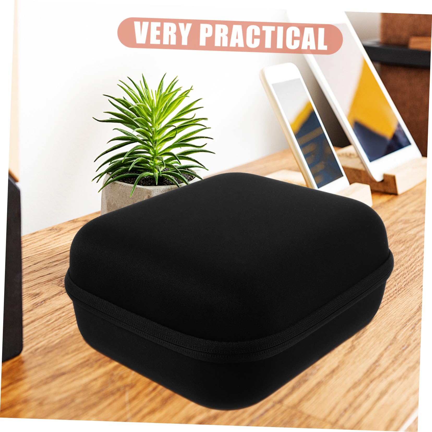 SHINEOFI Estuche Rígido EVA para Auriculares con Cremallera Resistente Golpes y Polvo con Dos Bolsillos de Malla para Accesorios para Transporte Diario y Actividades al Aire Color Negro