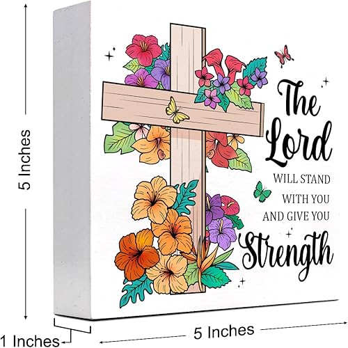 Miniatura 9 de Letrero de madera con versículo bíblico, decoración de escritorio con texto en inglés "I will Sing of the Goodness of Gods" (I will Sing of the