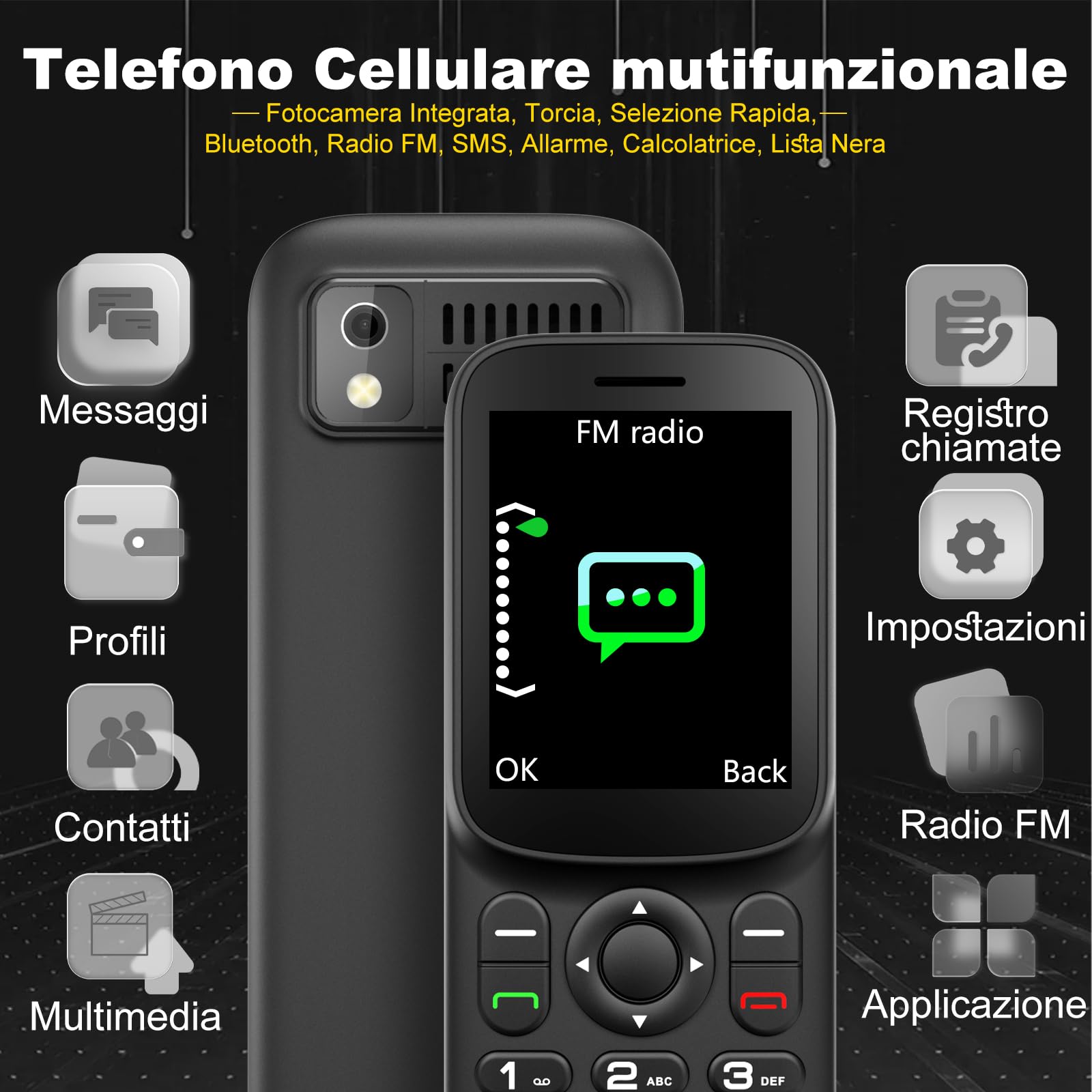 4G LTE Mini Telefono Cellulare per Anziani con Doppio Nano SIM, Compatto