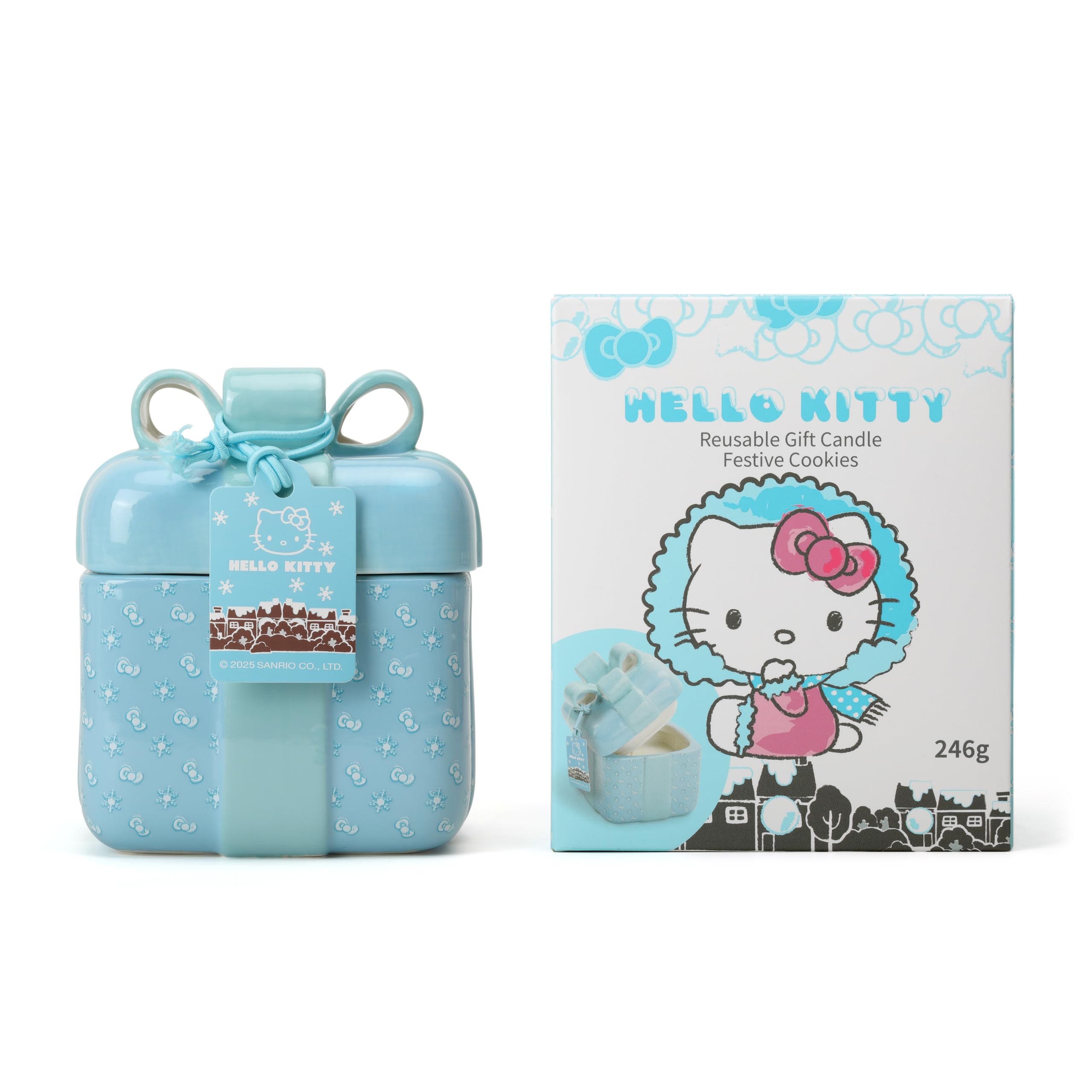 Hello Kitty Christmas Cookies Scented Candle, 2-Wick, Present Shaped, 335g, 25hr Burn Time