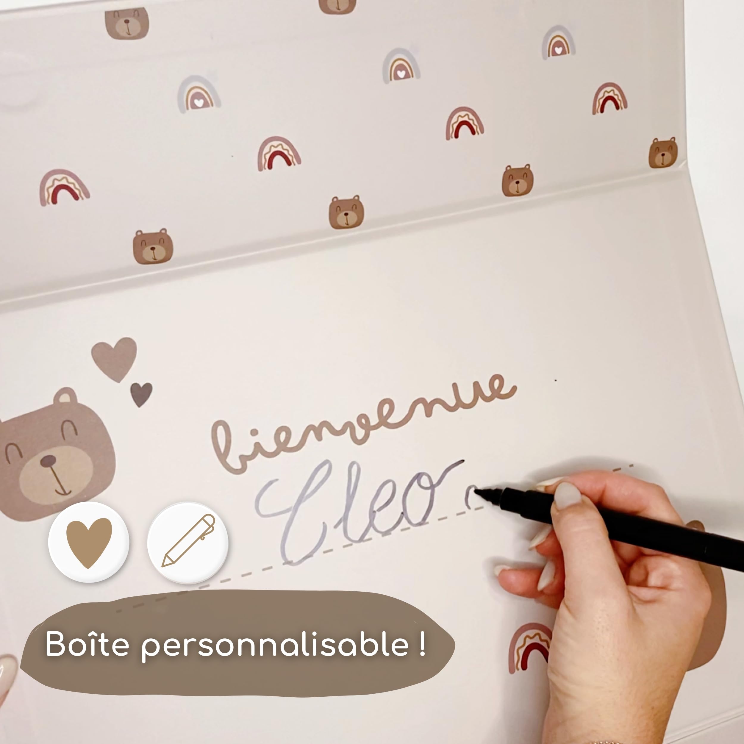 Keep'Love - Boîte à Souvenirs Bébé - Coffret de Naissance Boîte Souvenirs Enfant - Cadeau Naissance - Baby Shower - Personnalisable Prénom au Stylo (Boîte à souvenirs seule)