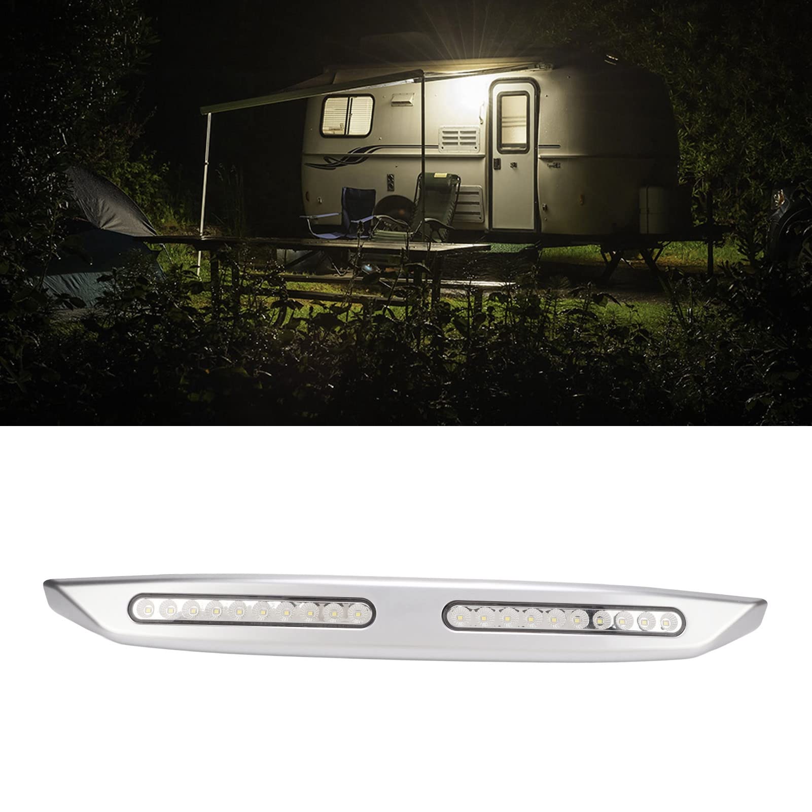 Barra Luminosa per 20 LED Luci per Veranda Ad Alta Luminosità 12V Luci di Utilità Esterne Impermeabili per Yacht (Argento)