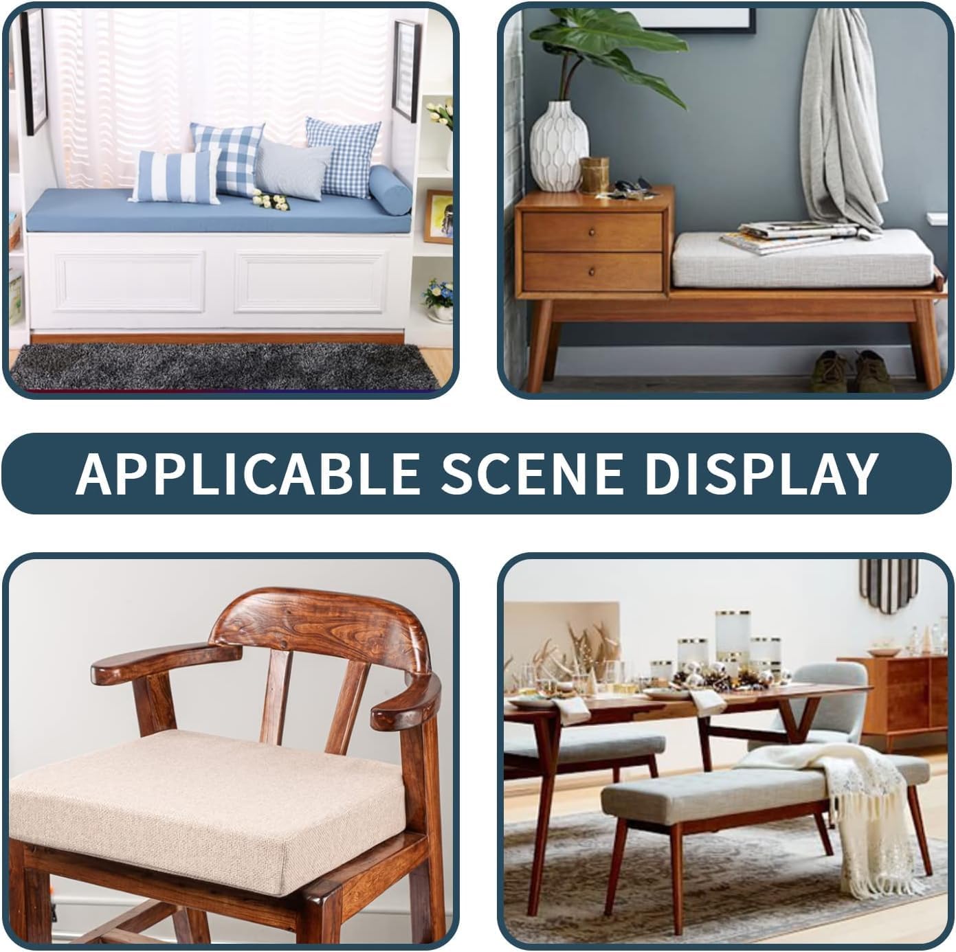 Garden Bench Seat Cushion Indoor/Outdoor Garden Swings Chair Cushion, Washable Patio Furniture Cushion Window Seat Cushions Piano Bench Cushions with Zipper(@10,31x14x2in)