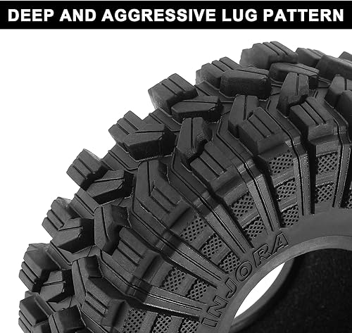 Miniatura 2 de INJORA 1.9 Neumáticos todo terreno King Trekker para FCX10 TRX4 SCX10 Pro Gen8 VS4-10 110 RC Crawler Car, 4.646 x 1.654 in (T1914)
