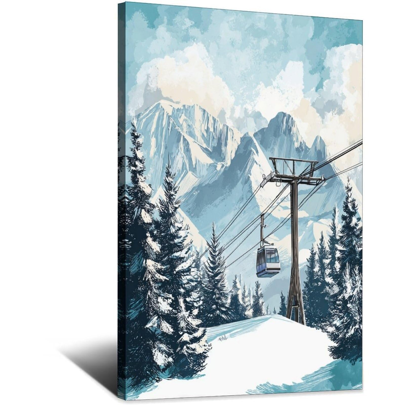 iPuzou Verbier Switzerland Ski Posters 20x30inch(50x75cm) Vintage Watercolor Canvas Art