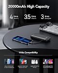 Chargeur portable pour iPhone 20000mAh, 22.5W USB C Banque de recharge rapide, chargeur de téléphone portable avec câbles intégrés & Bougie murale, 4 Pack de batterie externe de sortie pour appareils intelligents