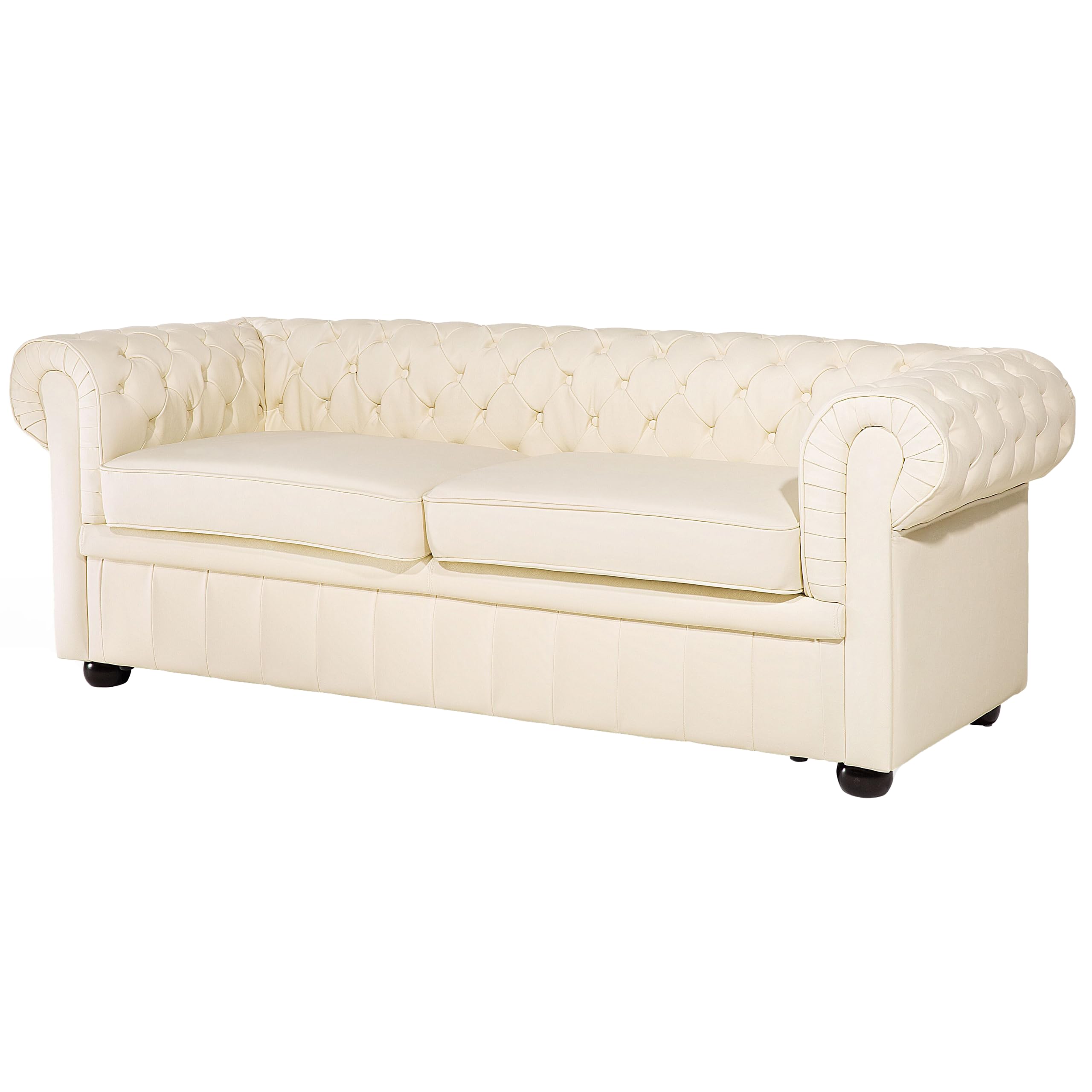 Beliani Klassisches Sofa mit Sessel Echtleder Hellbeige Chesterfield