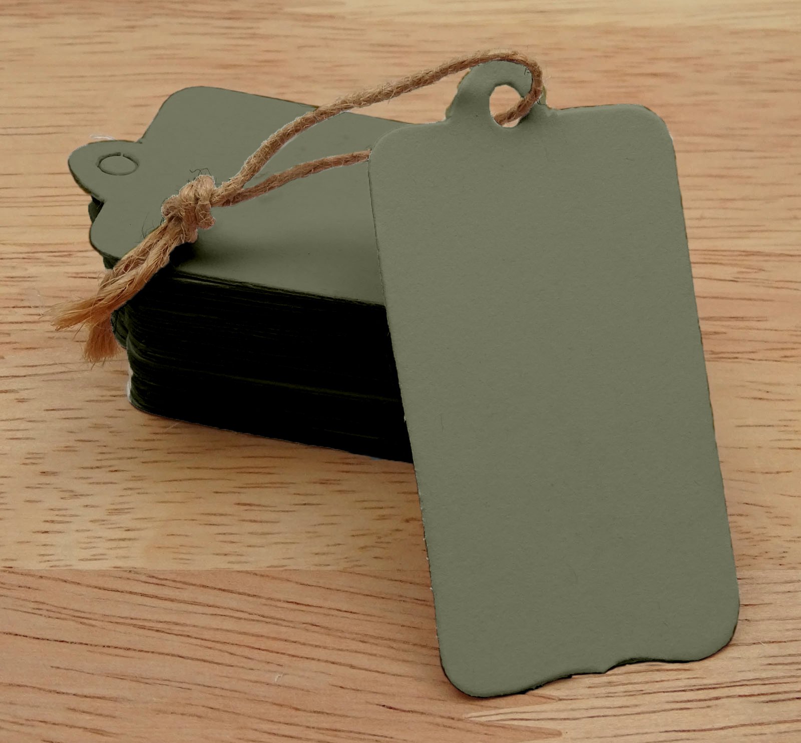 100 Cartellini Regalo Rettangolari Con Spago Di Iuta – 6x3 Cm, Grigio – Per Bomboniere, Scrapbooking E Taglie - 3