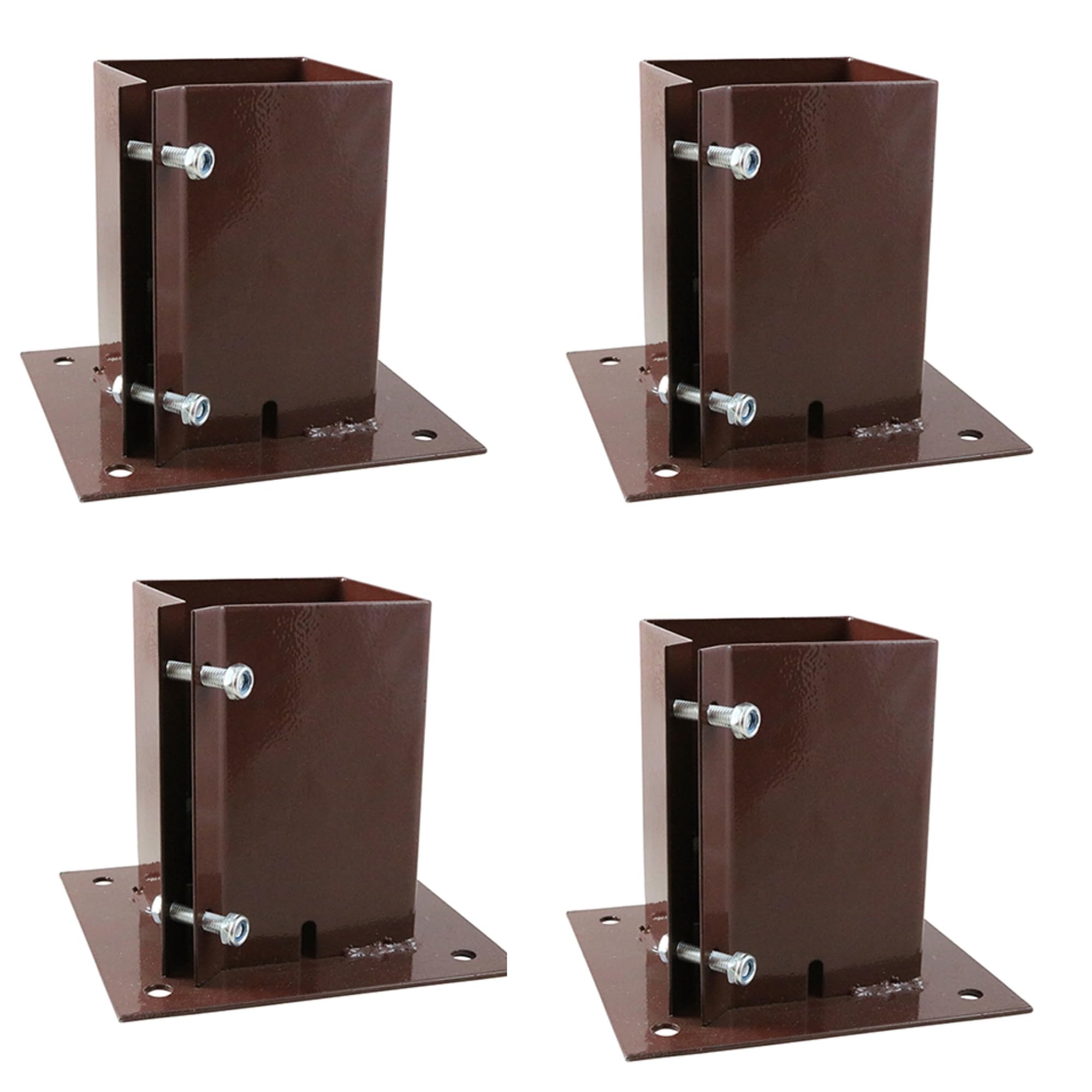 [FIXINGS DIRECT] 75x75mm Bolt Down Post Shoe Fence Post Holder Heavy Duty Red Oxide Dual Coat Weather Protection Decking Bases, Post Anchor, Pergolas, Carports 4"x4" (4 Pack (75x75mm))