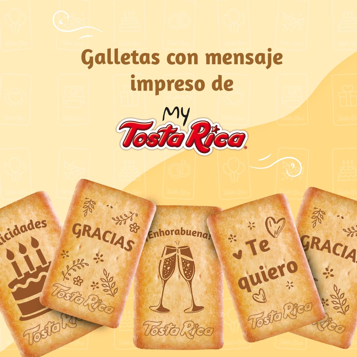 My TostaRica - Galletas con mensaje “Te quiero” - Contenido: 30 Galletas Impresas con Dedicatoria - Regalo con Mensaje Impreso