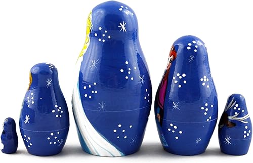 Miniatura 6 de Matryoshka matrioska babuska Russian Nesting Doll Elsa de Frozen Anna Elza Olaf de madera matryoshika Babushka 5Pcs Stacking mano pintura anidadas