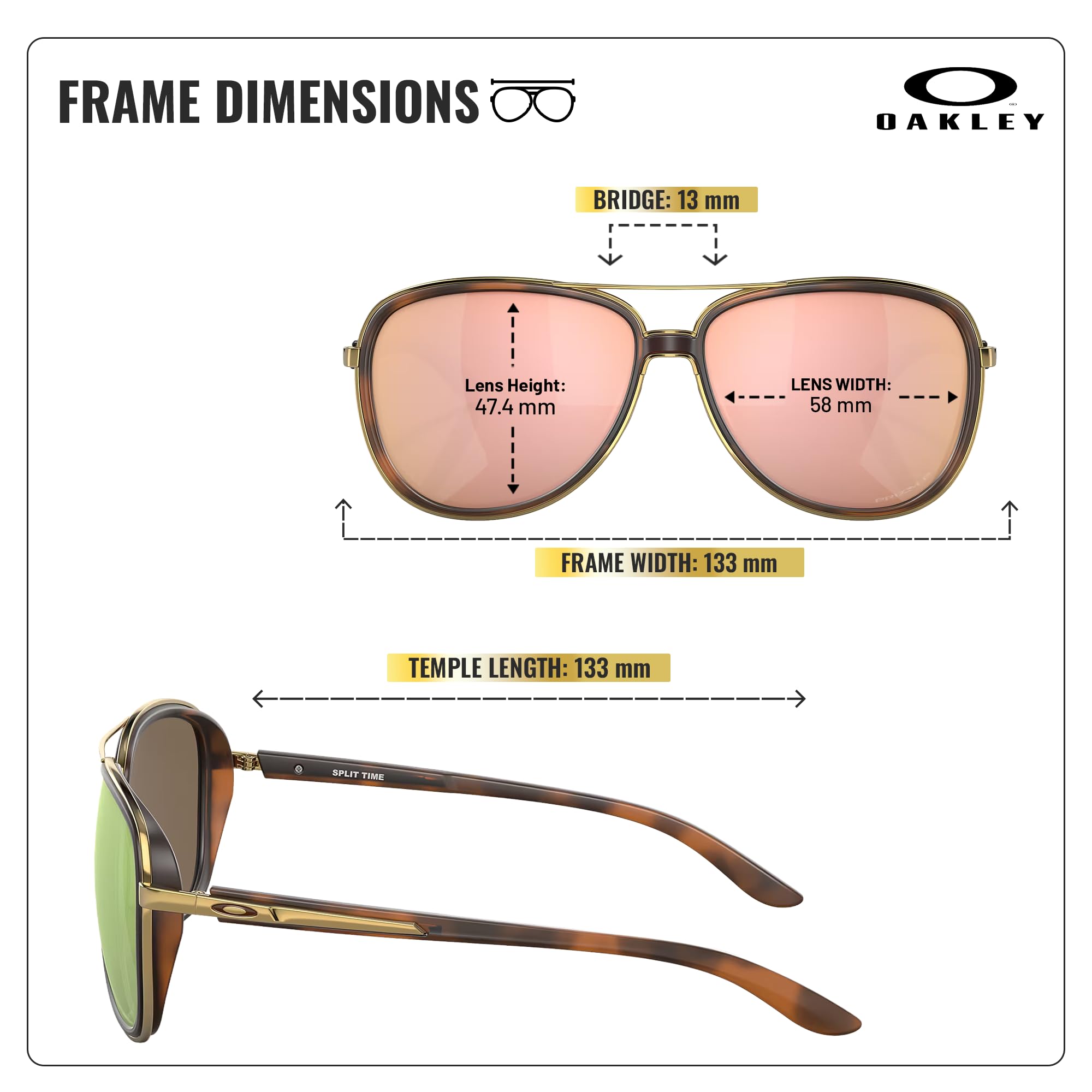 OAKLEY SPLIT TIME OO4129 okulary przeciwsłoneczne w kształcie pilota z oficjalnym zestawem okularów