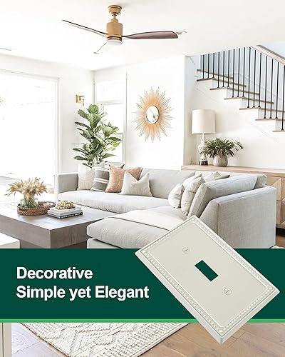 Miniatura 3 de Paquete de 4 placas de cubierta para interruptor de luz de palanca individual, cubiertas decorativas de perlas, placa de pared de metal almendra