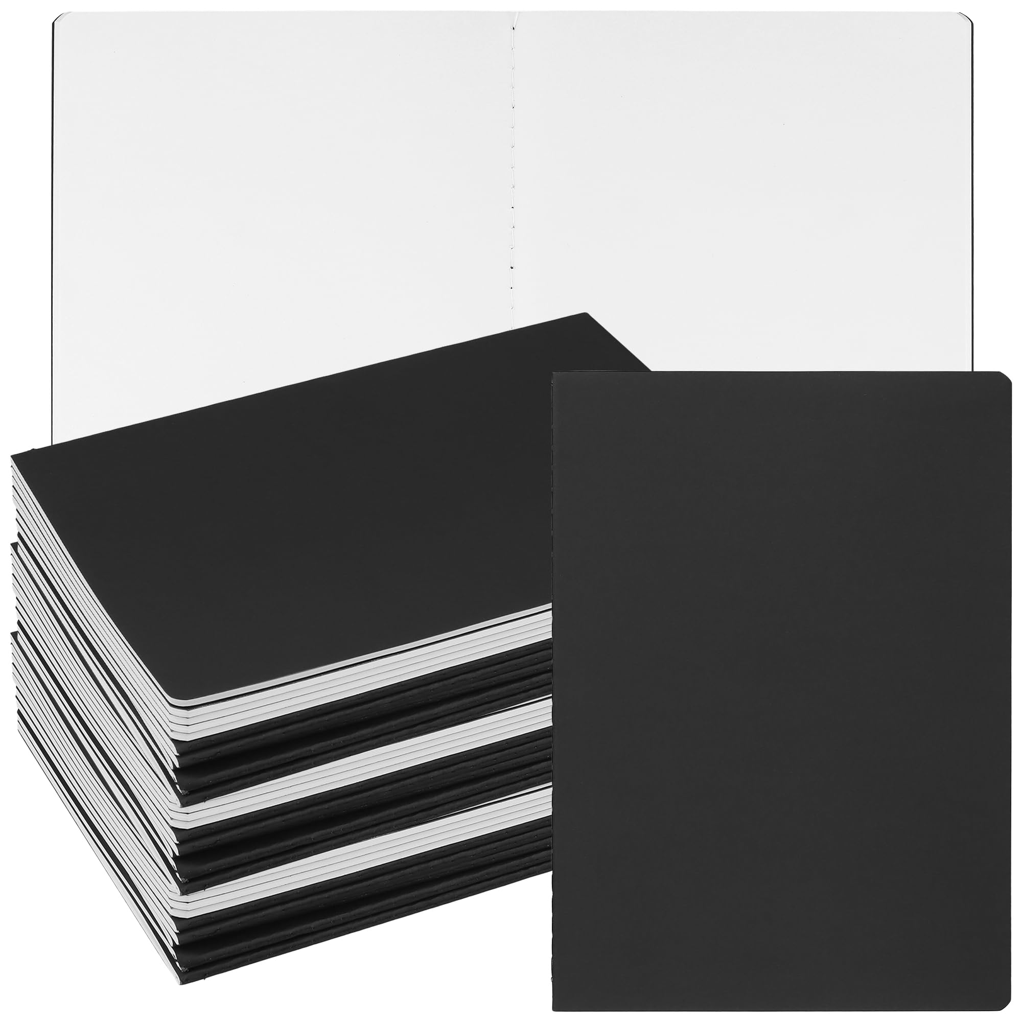 CHEUNGR B5 Blank Notebook, 30PCS Black Kraft Cover Plain Journal