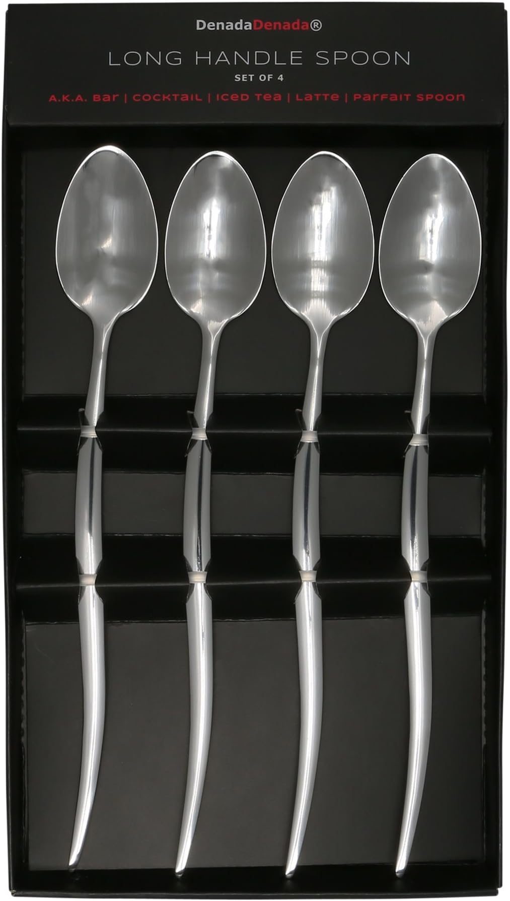 Iced Tea Spoons with Long Handle - Stainless Steel Spoons Gift Set of 4 - Can Be Used As Ice Cream Spoons, Espresso Spoons, Cocktail Spoons - Packed in A Gift Box (Design 2)