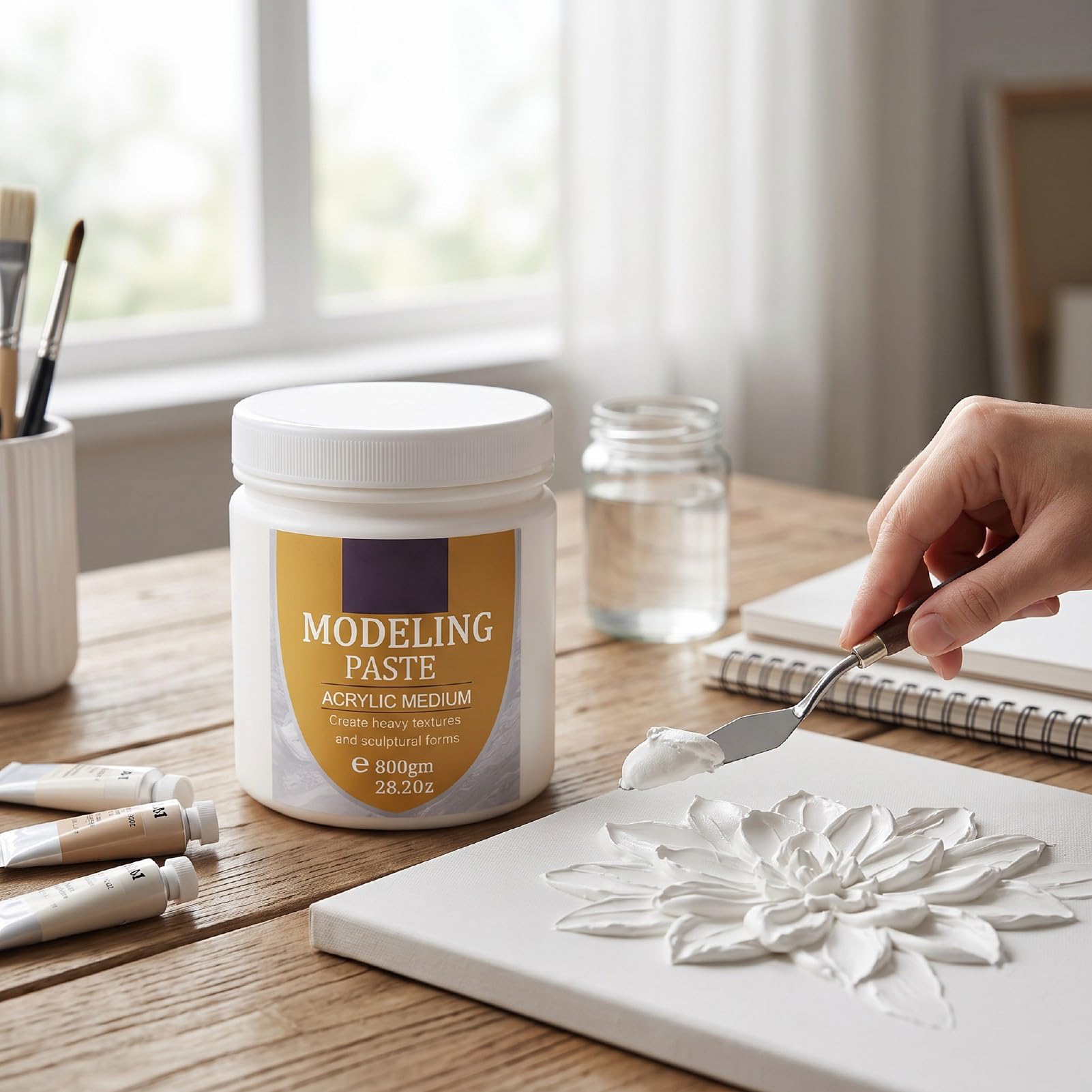 Generic Modellierpaste, 800 G, Organischer Acryl-Texturzusatz für Kunstprojekte auf Leinwand- und Holzoberflächen