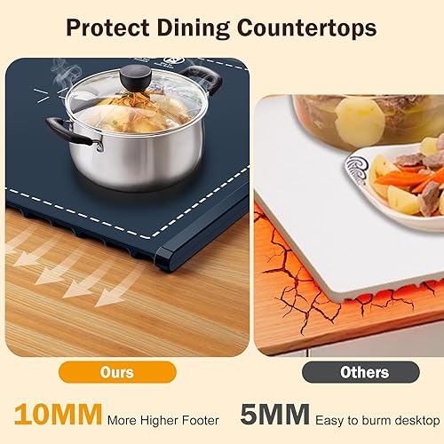 Miniatura 6 de Tapete Calentador de Alimentos - Bandeja Eléctrica Portátil para Buffet de Fiesta, Calentador de Alimentos Plegable, Apagado Temporizado, Azul